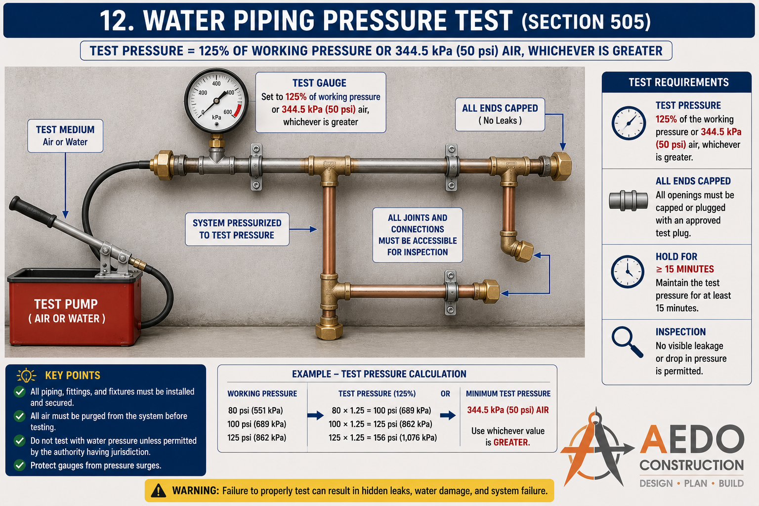 Water Piping Pressure Test